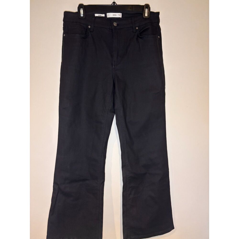 Mango Crop Flared Black Coated  Jeans Size 10